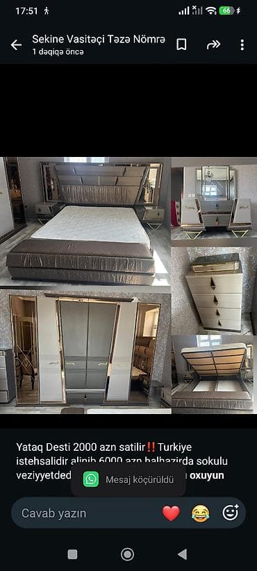 mebel alan: Yataq Desti 2000 azn satilir‼️Turkiye istehsalidir alinib 6000 azn — 1