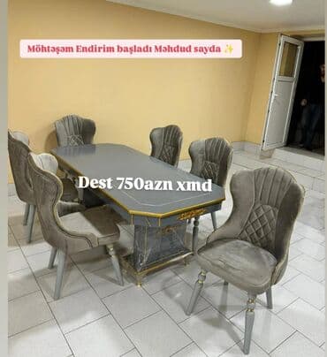 Qonaq otağı üçün, Açılmayan, Dördbucaq masa, 6 stul