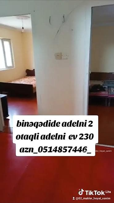 60 kv. m, 2 otaqlı, Qaz, İşıq, Su