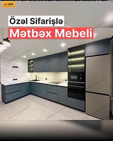 Özəl sifarişlə mətbəx mebeli – müasir, minimal dizayn - L formalı
