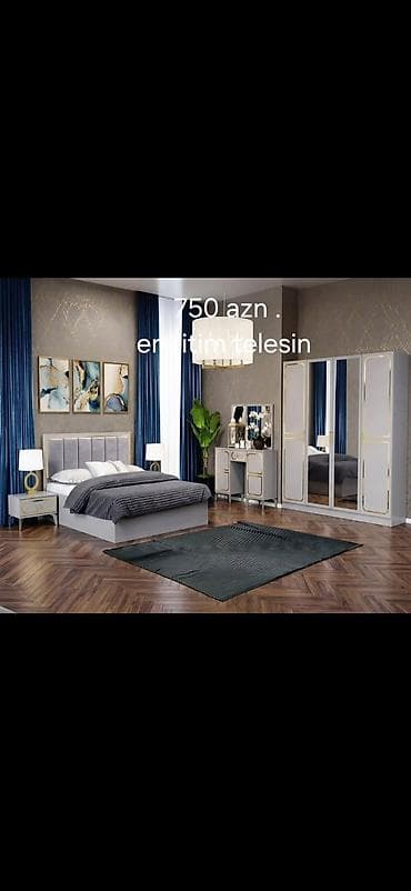 gece lampası: Müasir yataq otağı dəstləri - Komplekt tərkibi: çarpayı (başlıqla), 2 — 4