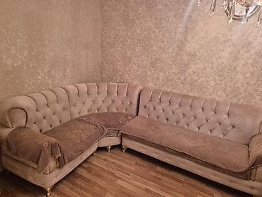 krep parca: Klassik üslubda L formalı künc divanı - Üç hissəli L forması: sağ — 1