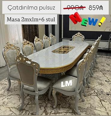 Möhtəşəm masa dəsti👑 Yüksək keyfiyyətlə Qiymət : Masa 2x1 +6
