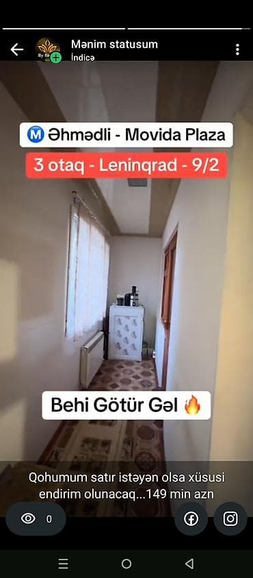 fin evlərinin qiyməti: Əhmədli metrosu – Movida Plaza yaxınlığı Leningrad layihəsi, 9/2 — 9