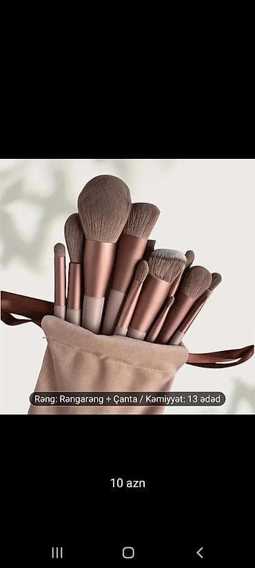 Makiyaj fırçaları dəsti - Variant 1: 13 ədədlik dəst, çanta ilə