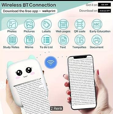 philips xenium 9@9h: Mini Termal Cib Printeri – Bluetooth qoşulma ilə Xüsusiyyətlər: - — 1