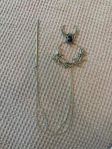 Eynəklər: Bənövşəyi daş detallı, aypara və budaq formalı gümüşü saç sancağı — 1