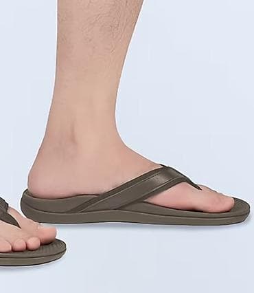 sup oyunu: Kişi üçün barmaqarası terlik/sandal - Rəng: tünd zeytun/boz ton - — 1