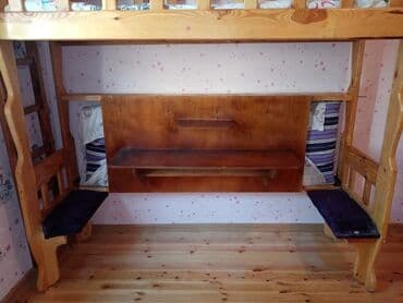 двухъярусные кровати в рассрочку: Для девочки и мальчика, Б/у, Кровать, Без матраса, Без выдвижных ящиков, Дерево — 1