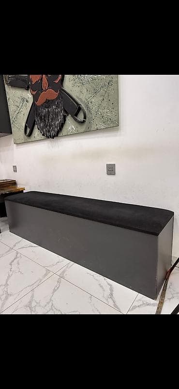 sumqayıt mebel: Uzun oturacaq skamya - Dizayn: Minimalist, düzbucaqlı forma; qara — 1