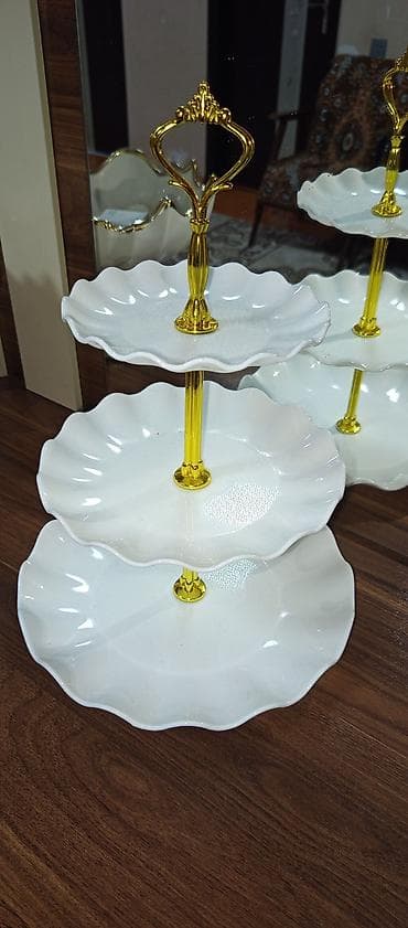 sufre: Tort və şiriniyyat qabı, rəng - Ağ, Keramika — 3