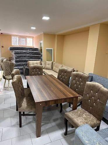 stol dəsdi: Yemək otağı üçün 6 nəfərlik stol-stul dəsti - Dəst: 1 ədəd düzbucaqlı — 3