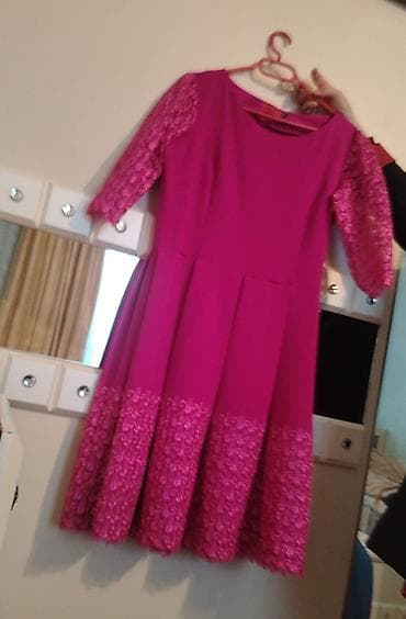 Qadın gecə və ziyafət geyimləri dəsti - Model 1: Fuşya rəngdə, dizə