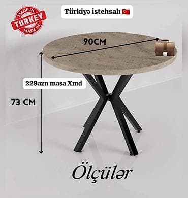 mebel restorer: Türkiyə istehsalı dairəvi masa - Ölçülər: diametr 90 sm, hündürlük 73 — 1