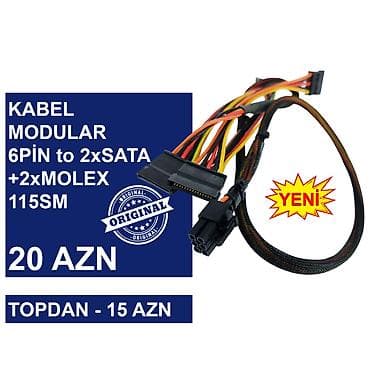 Kabellər "6PİN MALE to 8PİN MALE/MOLEX/SATA Original” MƏHSULLAR TAM — 6