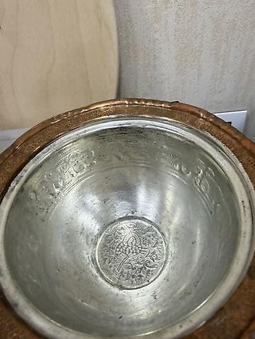 Mis qapaqlı bulaq/sini qabı – əl işidir - Material: döymə mis, iç — 4