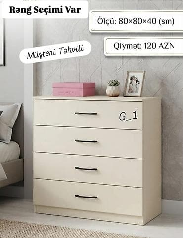 dola: Mebel: 4 çekmecəli komod Ölçü: 80×80×40 sm Qiymət: 120 AZN — 1