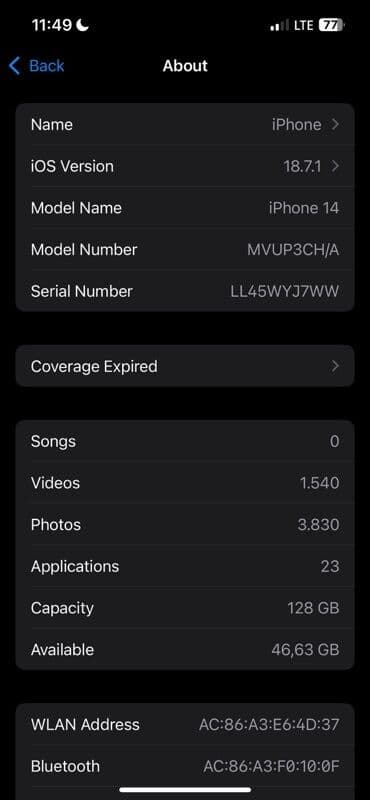 14k qızılın qiymeti: IPhone 14, Midnight, Face ID — 6