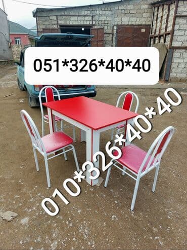 Masa və oturacaq dəstləri: Qonaq otağı üçün, Yeni, Açılan, Dördbucaq masa, 4 stul — 18