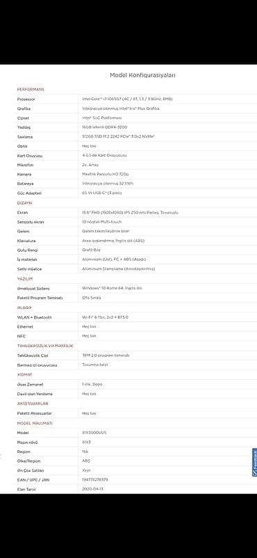 en ucuz ipad: Lenovo IdeaPad, 15.6 ", Intel Core i7, 512 GB, Ödənişli çatdırılma — 4