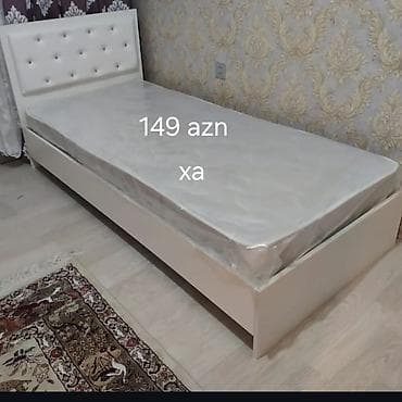Ağ rəngli tək nəfərlik çarpayı və döşək dəsti. - Ölçü: tək nəfərlik lalafo.az -da Ağ rəngli tək nəfərlik çarpayı və döşək dəsti. - Ölçü: tək nəfərlik