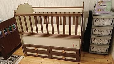 nikel boru: Oğlan və qız üçün, İşlənmiş, Dördbucaq, Beşik, Dəstsiz, Matras ilə, Yellənmə mexanizmsiz — 2