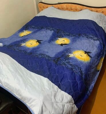 örtükler: Yataq üçün İşlənmiş rəng - Göy Yataq örtüyü, Pulsuz çatdırılma — 1