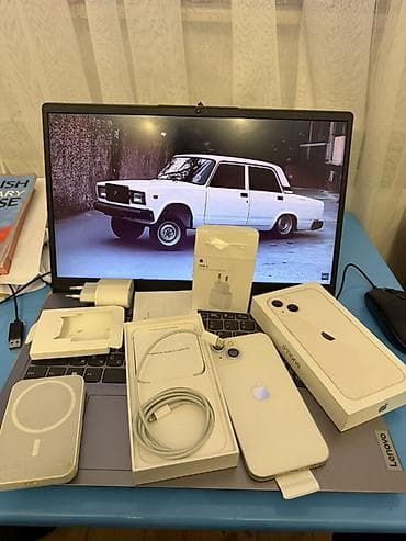 IPhone 13, 128 GB, Starlight, Zəmanət, Simsiz şarj, Face ID