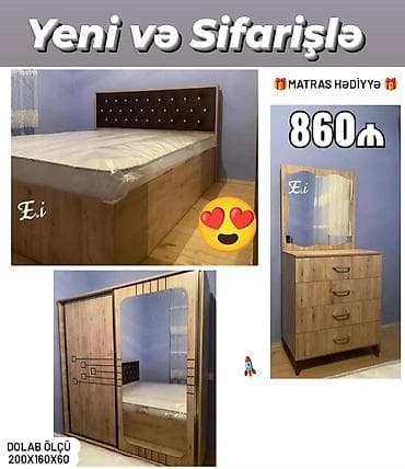 perla tv stend: Yataq otağı dəsti – “Yeni və Sifarişlə” Komplekt: - İki nəfərlik — 1