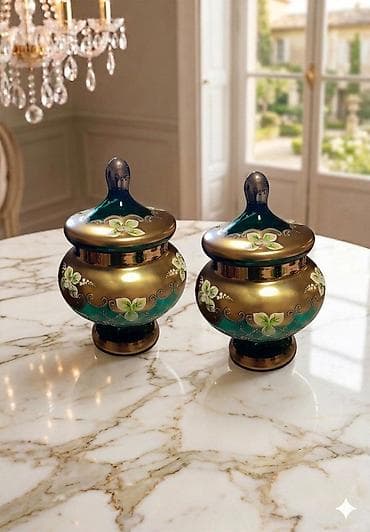 hediye: Çex istehsalı büllur/şüşə qızılı işləməli servis dəsti - Rəng: kobalt — 1