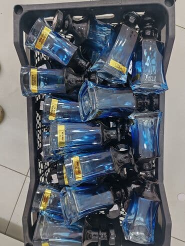 nerj su çəni: Məhsul: Ətir qabları (boş flakonlar) - Material: Qalın, şəffaf mavi — 2