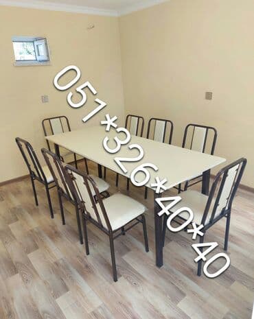 Masa və oturacaq dəstləri: Qonaq otağı üçün, Yeni, Açılan, Dördbucaq masa, 4 stul — 25