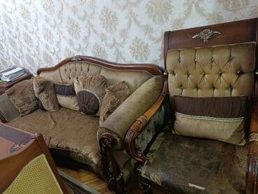 Гостиные гарнитуры: Диван, Б/у, Нераскладной, Без подьемного механизма, Ткань, Нет доставки — 1