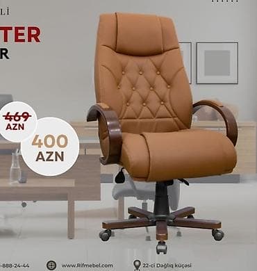 ofis kreslosi: Yeni, Təkərli, Qolları tənzimlənmir, Dəri — 2
