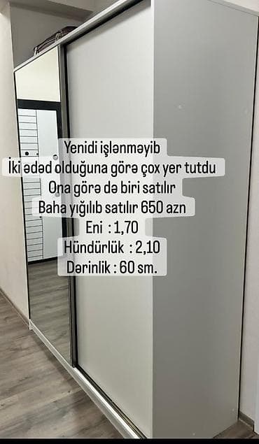 Dolab satilir Biri artiq oldugu üçün Olcu qeyd olunub Qiymət 650 azn — 1