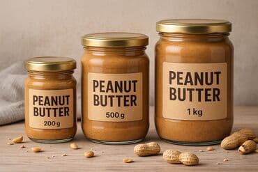 Təbii fıstıq əzməsi — şüşə bankalarda - Tərkib: 100% qovrulmuş