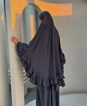 paltar qadın: Qadınlar üçün iki parça dəst – xiffon tərkibli geniş hicab paltarı - — 2