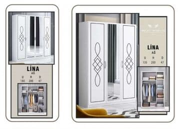 ağ dolab: Yeni, Açılan, 3 qapılı Düz dolab, Qarderob, paltar dolabı, Türkiyə — 1