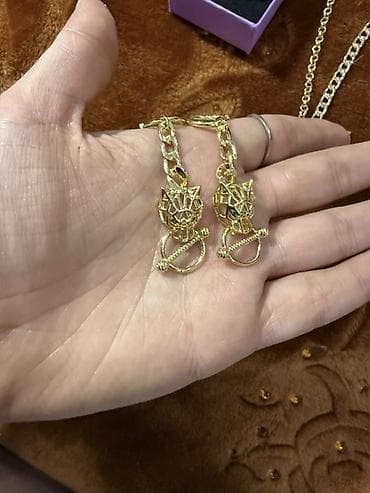 Çantalar: Qızılı rəngli zərgərlik dəsti - Dəst tərkibi: boyunbağı, qolbaq — 2