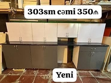 YENİ mətbəx mebeli dəstı - Ölçü: 303 sm - Üst dolablar: ağ rəngli — 1