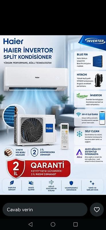 Haier İnvertor Split Kondisioner – yüksək performans, ağıllı