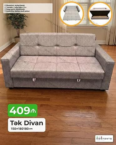 Tək divan – açılan, bazalı model - Ölçü: 150×180 sm - Mexanizm — 1