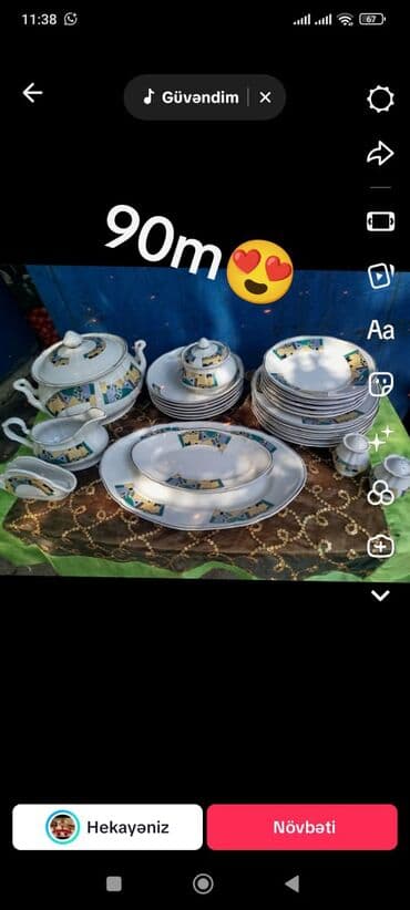 Nahar dəsti, rəng - Ağ, Farfor