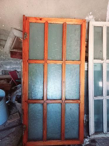 qapi olculeri: İşlənmiş İkili Taxta pəncərə, Еni: 50 sm, Uzunluğu: 145 sm — 2