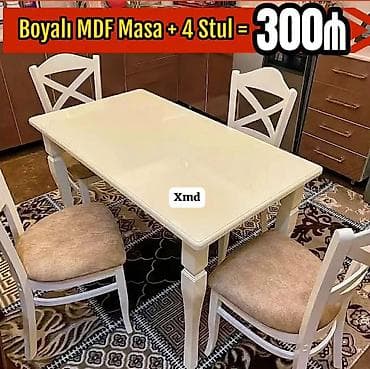 ustol: Mətbəx üçün, Yeni, Açılmayan, Dördbucaq masa, 4 stul — 1