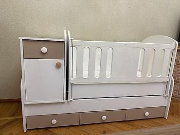 kamodlar: Uşaq beşiyi – kombinə edilmiş model - Rəng: ağ və bej tonları - — 2