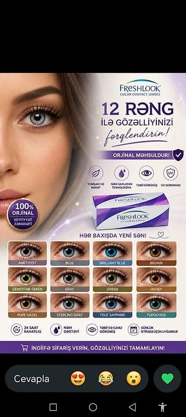 FreshLook Colorblends rəngli kontakt linzaları Qabla Birlikde - — 2