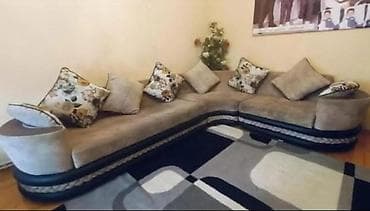 mətbəx kunc divan: Künc divan dəsti - Forma: L-şəkilli künc divan - Rənglər: Açıq bej — 1