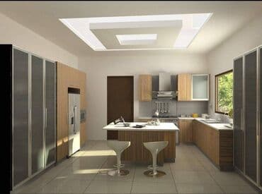 alcıpan tavan fiqurları: Hər növ Alcipan işləri görülür. Düz sadə tavan. Ara kəsmə divar — 6