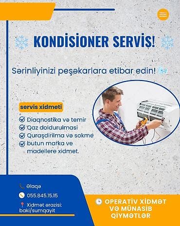 установка кондиционера баку: Ремонт, Сплит кондиционеры, Диагностика, С гарантией — 1